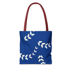 Butterflies Tote Bag Blue All Over Print Nature Design Dipaliz - Bags