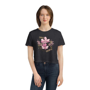 Floral Flowy Cropped Tee - Choose Kindness Everyday - Dipaliz - T-shirts