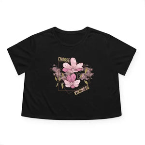 Flowy Cropped Tee Choose Kindness Comfort Style - Dipaliz - Black / s - T-shirts