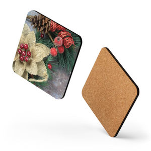 Festive Christmas Decoration Cork Coasters - Holiday Table Set - Dipaliz - Kitchen and Dining
