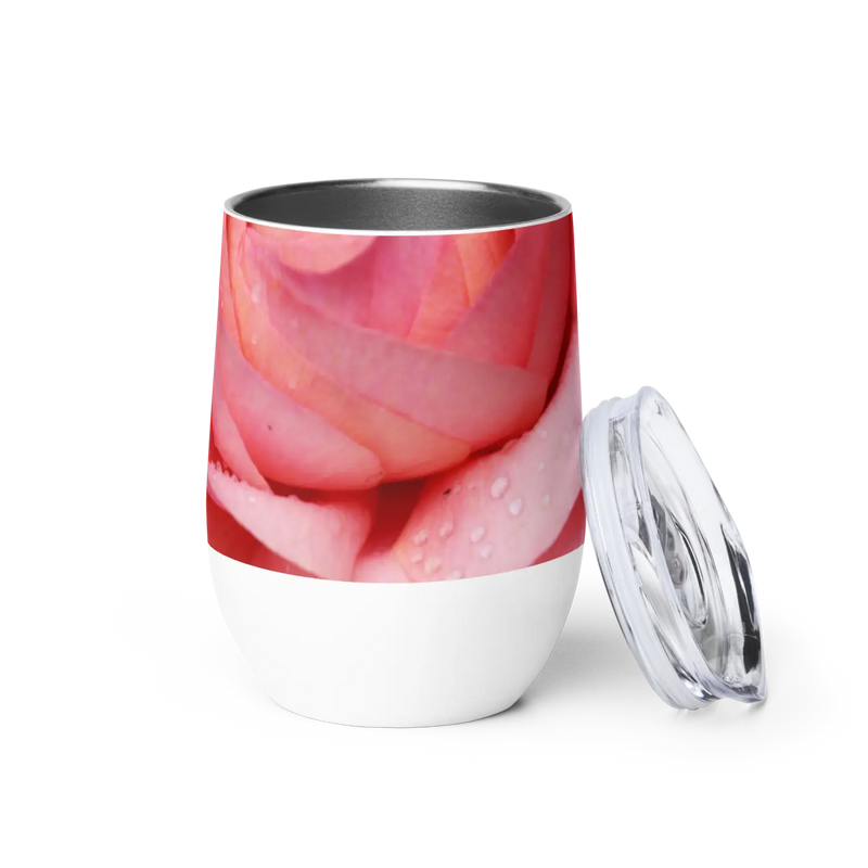 DipaliZ Flower Petals Wine Tumbler Insulated 12 Oz Steel