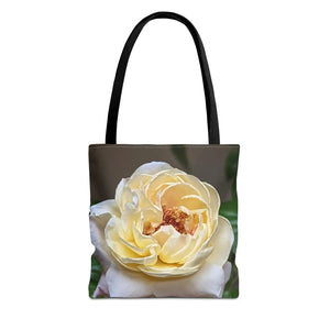 Vibrant Yellow Rose Tote Bag - Floral Polyester - Dipaliz - Shopping Totes