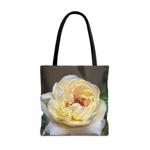 Vibrant Yellow Rose Tote Bag - Floral Polyester - Dipaliz - Shopping Totes