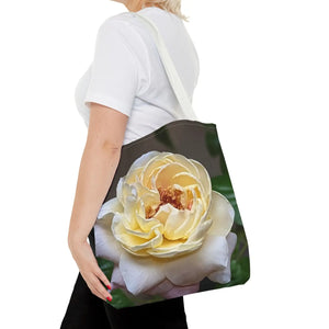 Vibrant Yellow Rose Tote Bag - Floral Polyester - Dipaliz - Shopping Totes