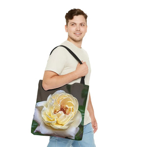 Vibrant Yellow Rose Tote Bag - Floral Polyester - Dipaliz - Shopping Totes