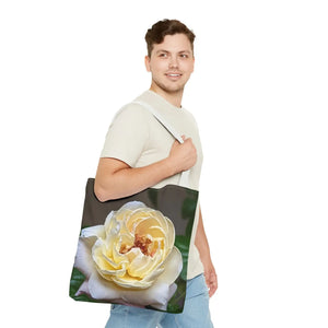 Vibrant Yellow Rose Tote Bag - Floral Polyester - Dipaliz - Shopping Totes