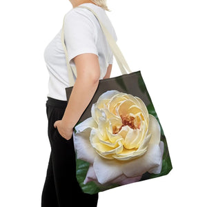 Vibrant Yellow Rose Tote Bag - Floral Polyester - Dipaliz - Shopping Totes