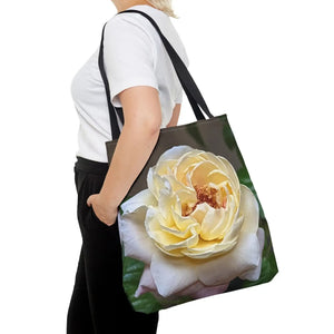 Vibrant Yellow Rose Tote Bag - Floral Polyester - Dipaliz - Shopping Totes