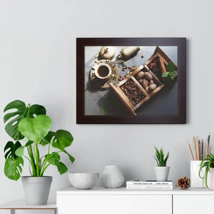 Coffee Beans with Spices Framed Horizontal Poster - Posters Prints & Visual Artwork