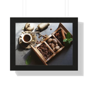 Coffee Beans with Spices Framed Horizontal Poster - 16″ x 12″ / Black - Posters Prints & Visual Artwork