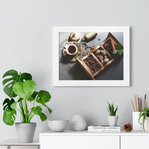 Coffee Beans with Spices Framed Horizontal Poster - Posters Prints & Visual Artwork
