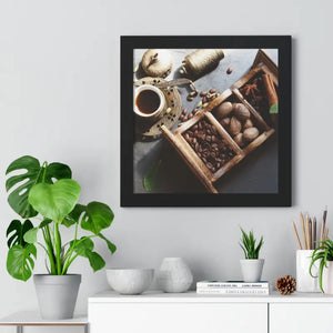 Coffee Beans with Spices Framed Horizontal Poster - Posters Prints & Visual Artwork