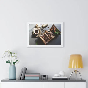 Coffee Beans with Spices Framed Horizontal Poster - Posters Prints & Visual Artwork