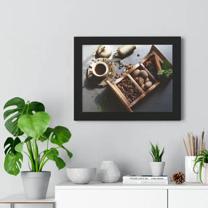 Coffee Beans with Spices Framed Horizontal Poster - Posters Prints & Visual Artwork