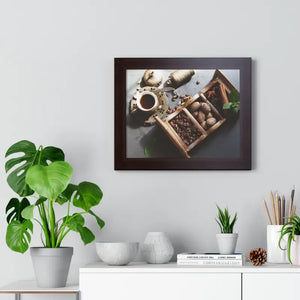 Coffee Beans with Spices Framed Horizontal Poster - Posters Prints & Visual Artwork