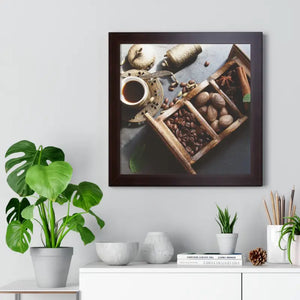 Coffee Beans with Spices Framed Horizontal Poster - Posters Prints & Visual Artwork