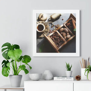 Coffee Beans with Spices Framed Horizontal Poster - Posters Prints & Visual Artwork
