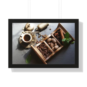 Coffee Beans with Spices Framed Horizontal Poster - Posters Prints & Visual Artwork