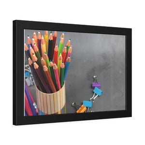 Color Pencils in a Pencil Stand School Supplies Back to School Framed Paper Posters - Prints & Visual Artwork