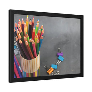 Color Pencils in a Pencil Stand School Supplies Back to School Framed Paper Posters - Prints & Visual Artwork