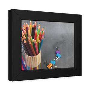 Color Pencils in a Pencil Stand School Supplies Back to School Framed Paper Posters - Prints & Visual Artwork