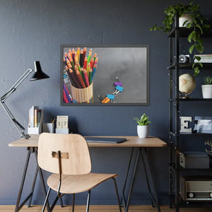 Color Pencils in a Pencil Stand School Supplies Back to School Framed Paper Posters - Prints & Visual Artwork