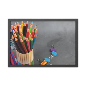Color Pencils in a Pencil Stand School Supplies Back to School Framed Paper Posters - Prints & Visual Artwork