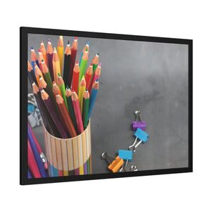 Color Pencils in a Pencil Stand School Supplies Back to School Framed Paper Posters - Prints & Visual Artwork