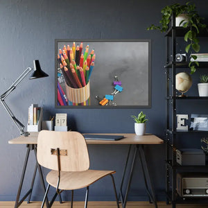 Color Pencils in a Pencil Stand School Supplies Back to School Framed Paper Posters - Prints & Visual Artwork
