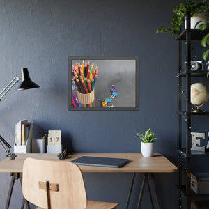 Color Pencils in a Pencil Stand School Supplies Back to School Framed Paper Posters - Prints & Visual Artwork