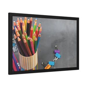 Color Pencils in a Pencil Stand School Supplies Back to School Framed Paper Posters - Prints & Visual Artwork
