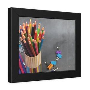 Color Pencils in a Pencil Stand School Supplies Back to School Framed Paper Posters - Prints & Visual Artwork