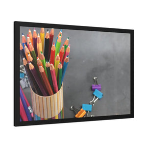 Color Pencils in a Pencil Stand School Supplies Back to School Framed Paper Posters - Prints & Visual Artwork