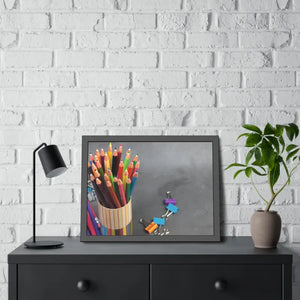 Color Pencils in a Pencil Stand School Supplies Back to School Framed Paper Posters - Prints & Visual Artwork