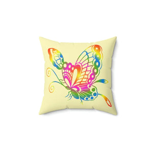 Rainbow Colors Butterfly – Spun Polyester Square - Dipaliz - Throw Pillows