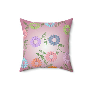 Colorful Flowers Polyester Square Pillow - Dipaliz - Throw Pillows