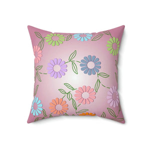 Colorful Flowers Polyester Square Pillow - Dipaliz - Throw Pillows