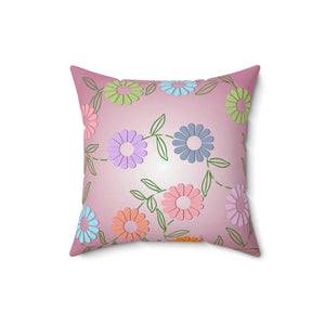 Colorful Flowers Polyester Square Pillow - Dipaliz - Throw Pillows