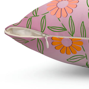 Colorful Flowers Polyester Square Pillow - Dipaliz - Throw Pillows
