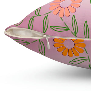 Colorful Flowers Polyester Square Pillow - Dipaliz - Throw Pillows