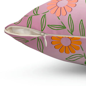 Colorful Flowers Polyester Square Pillow - Dipaliz - Throw Pillows