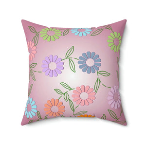 Colorful Flowers Polyester Square Pillow - Dipaliz - Throw Pillows
