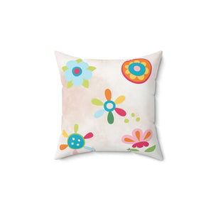 Floral Throw Pillow – Colorful Flowers Square - Dipaliz - Pillows