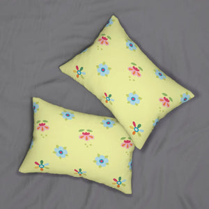 Floral Yellow Spun Polyester Lumbar Pillow - Dipaliz - Pillows