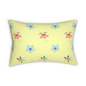Floral Yellow Spun Polyester Lumbar Pillow - Dipaliz - Pillows