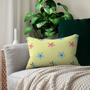 Floral Yellow Spun Polyester Lumbar Pillow - Dipaliz - Pillows