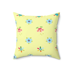 Yellow Throw Pillow – Colorful Flowers Polyester - Dipaliz - Pillows