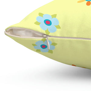 Yellow Throw Pillow – Colorful Flowers Polyester - Dipaliz - Pillows