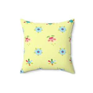 Yellow Throw Pillow – Colorful Flowers Polyester - Dipaliz - Pillows