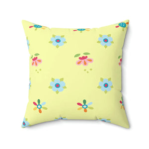 Yellow Throw Pillow – Colorful Flowers Polyester - Dipaliz - Pillows